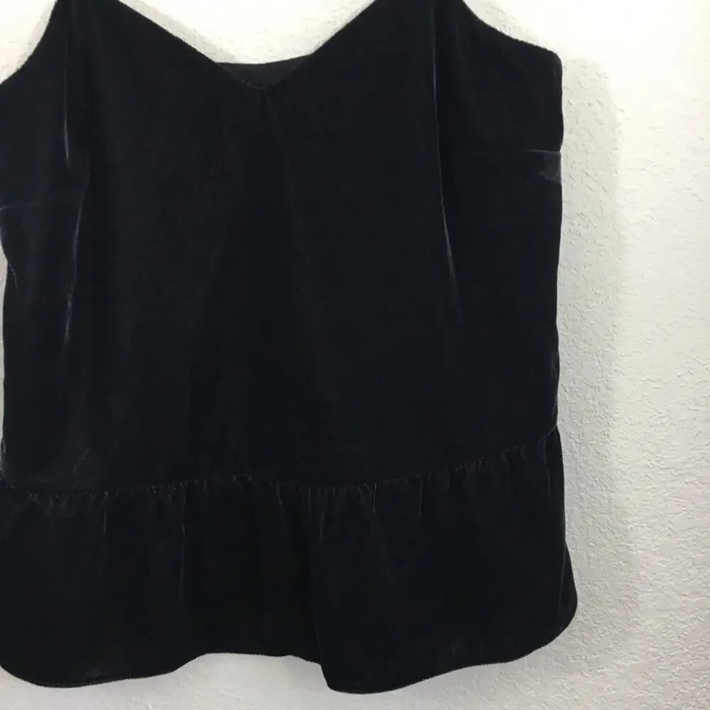 NWT J. Crew black peplum velvet tank top